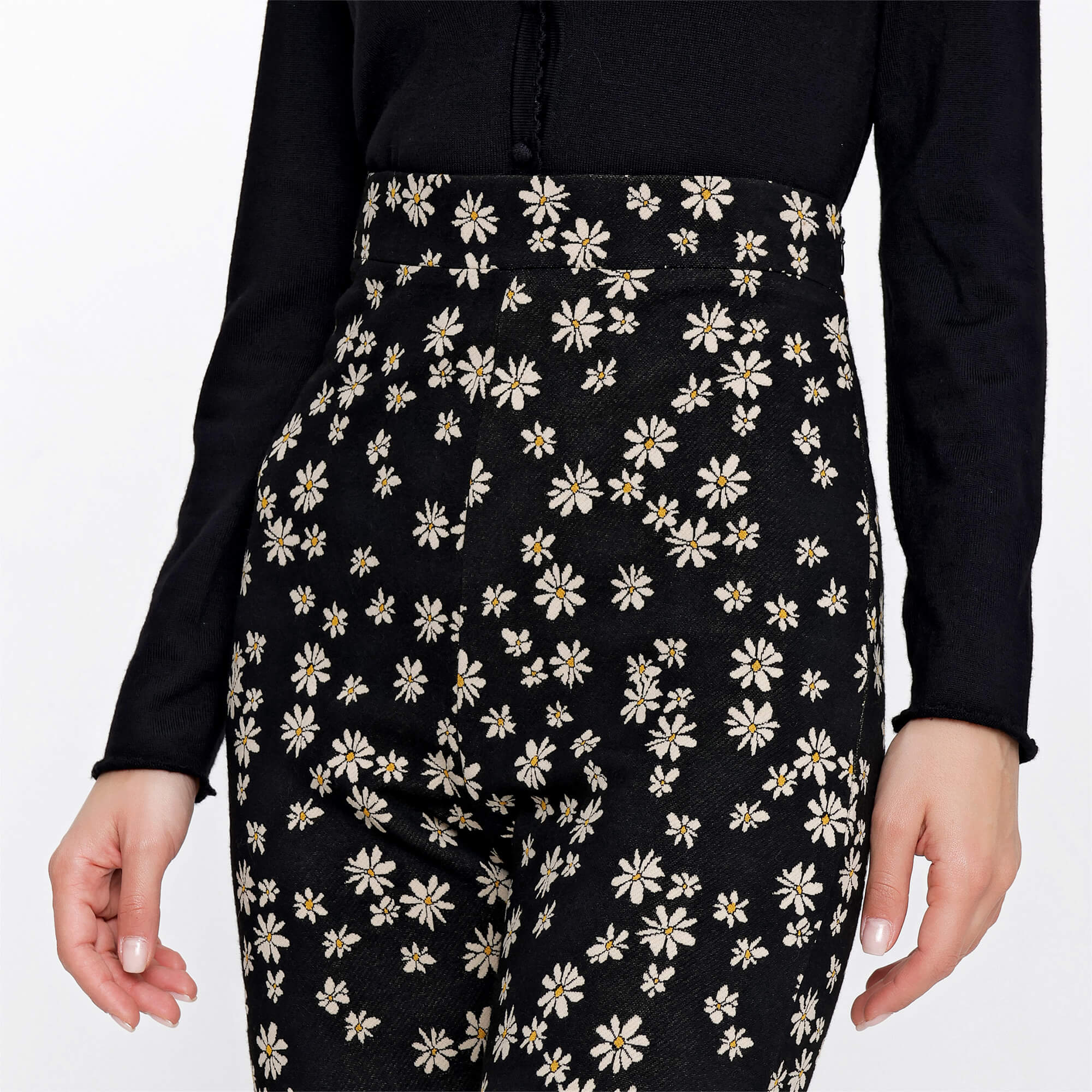 Miu Miu - Black Daisy Print Pants